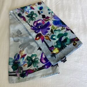 Elizabetta 100% Silk Scarf Blue Floral Italian Botanical Design